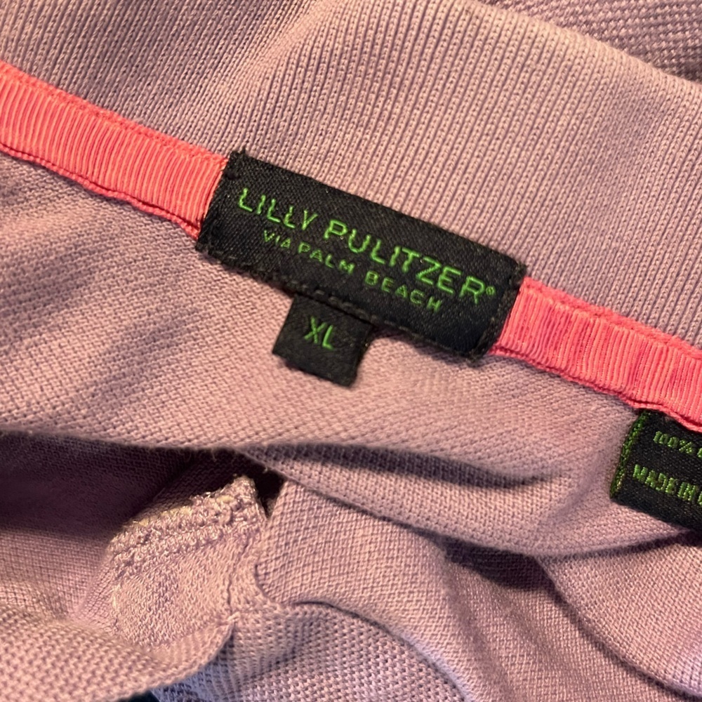 Lilly Pulitzer‎ Mens Polo purple west Palm Pima Cotton Golf Shirt Sz XL - Picture 2 of 3